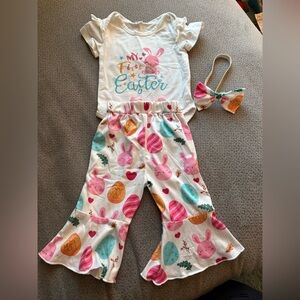 My 1st Easter baby girl Outfit with hair bow